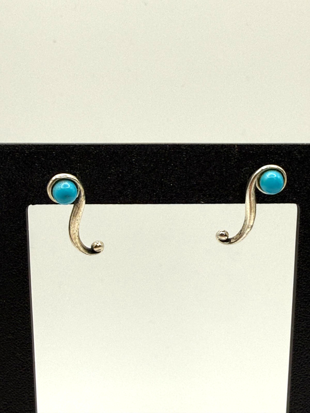Carolyn Pollack Relios Sterling Silver Swirl Stud Earrings with Turquoise Stone